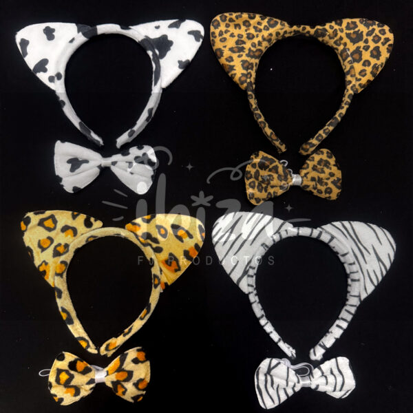 Set Vincha Animal Print Con Moño
